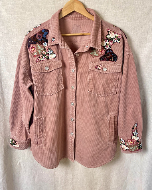 The Edith - Dusky Pink Corduroy Shacket - Size 16