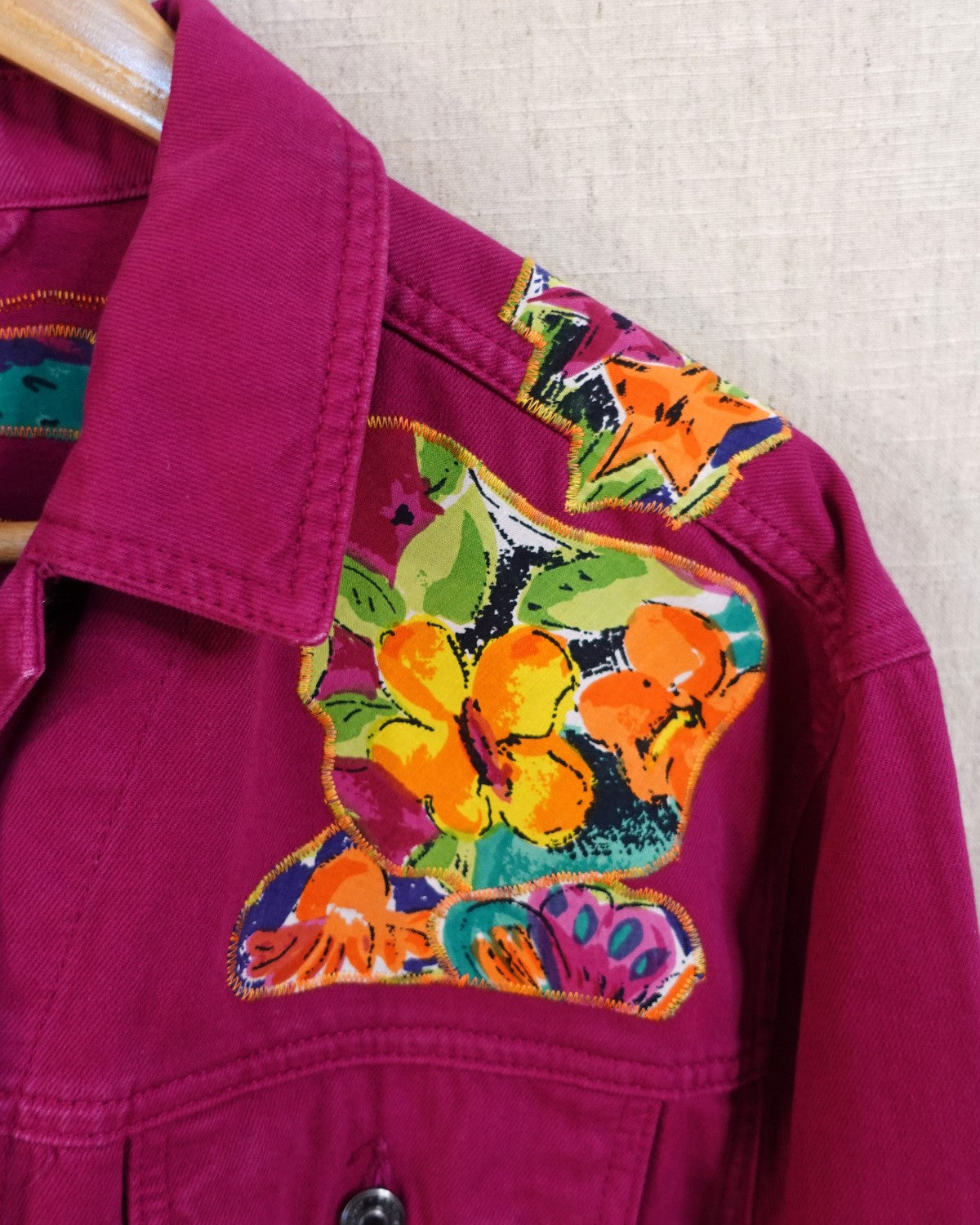 The Karina - Dark Pink Denim Jacket - Size 10-12