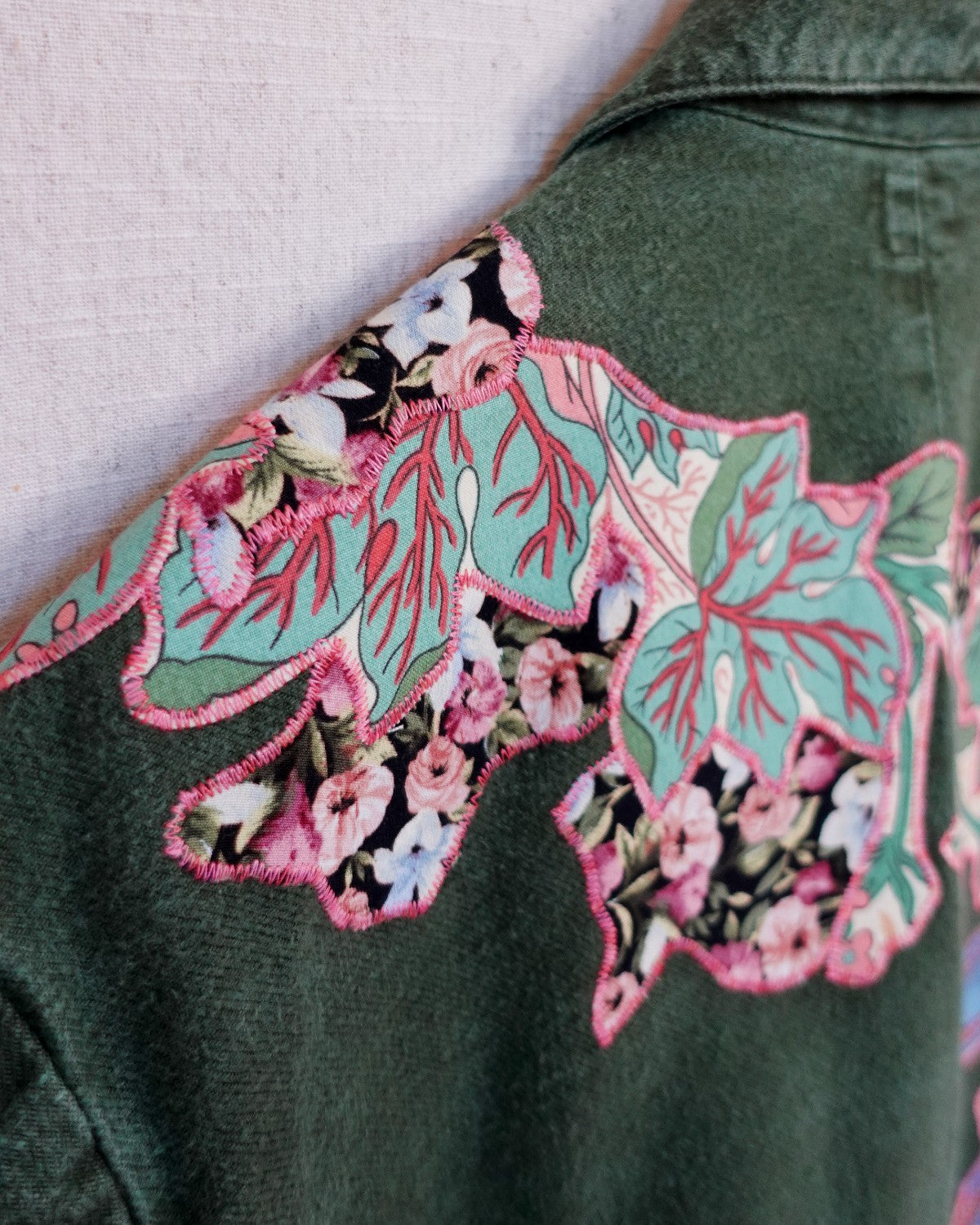 The Matilda - Green Soft Cotton Denim Jacket - Size 12-14