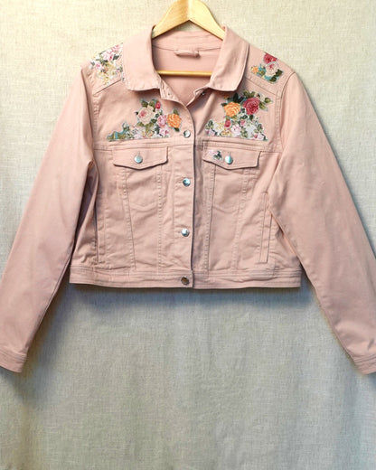 The Astrid - Soft Pink Denim Jacket - Size 16-18
