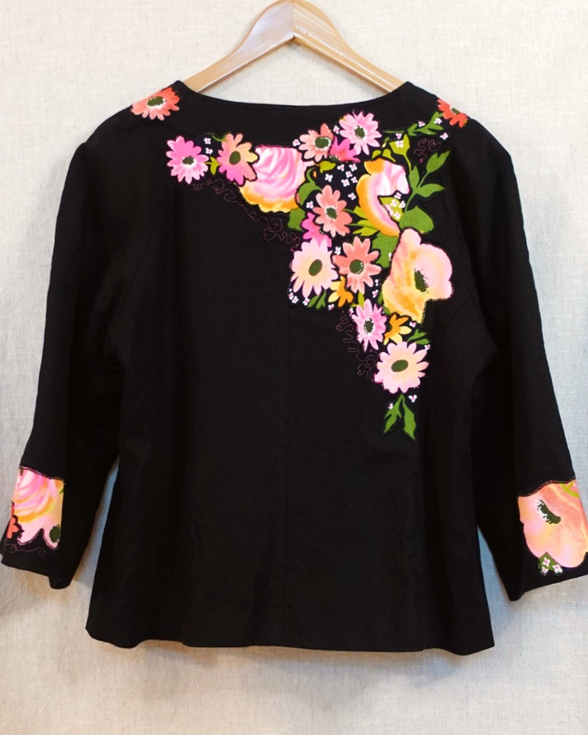 The Bonnie - Black Linen Mix Jacket - Size 12-14