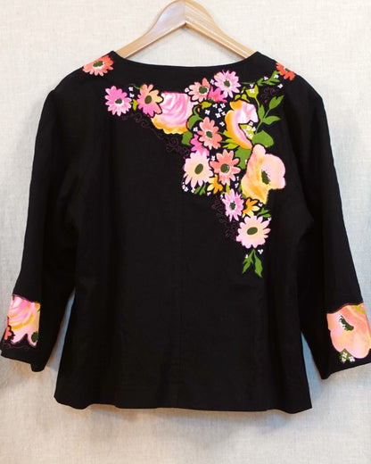 The Bonnie - Black Linen Mix Jacket - Size 12-14
