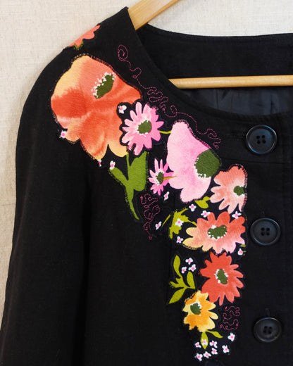 The Bonnie - Black Linen Mix Jacket - Size 12-14