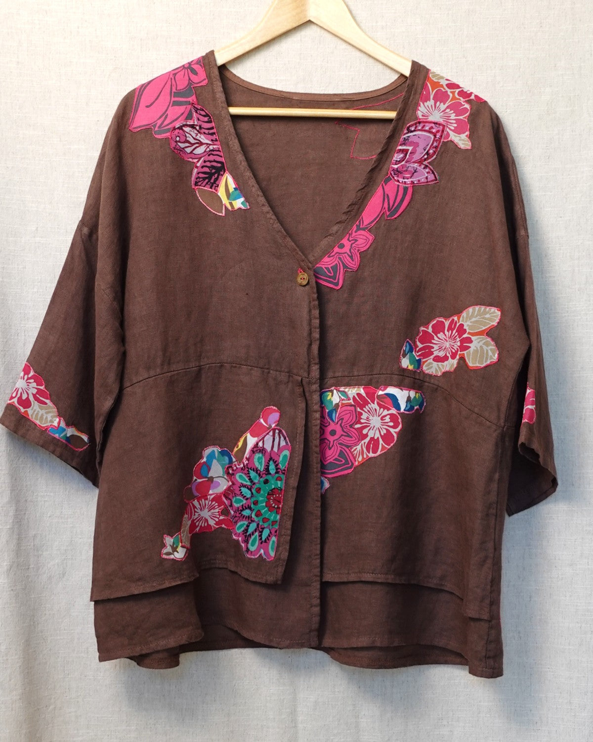 The Cleo | Brown Linen Jacket - Size 16-18