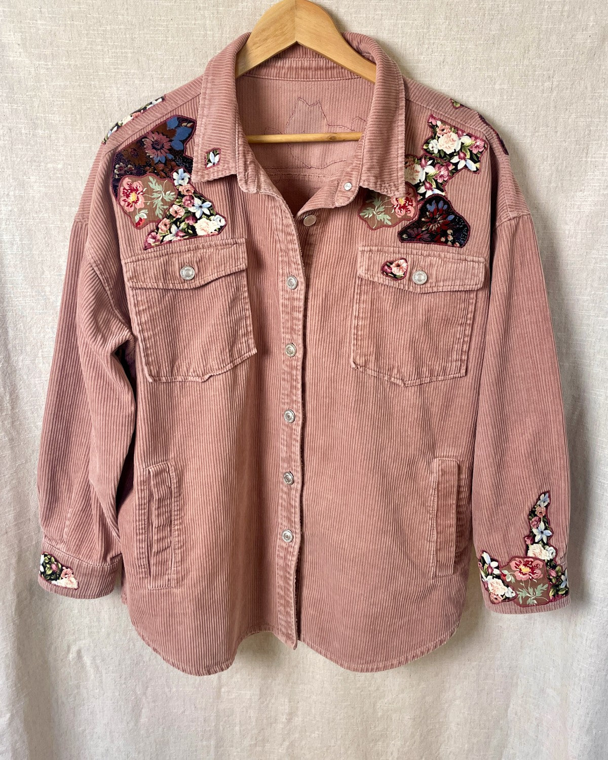 The Edith - Dusky Pink Corduroy Shacket - Size 16