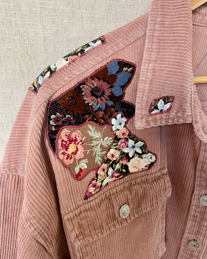 The Edith - Dusky Pink Corduroy Shacket - Size 16