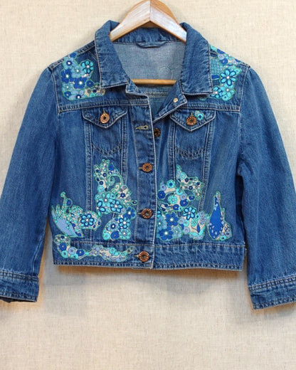 The Elsie - Cropped Blue Denim Jacket - Size 8-10