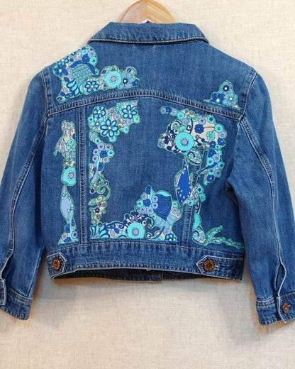 The Elsie - Cropped Blue Denim Jacket - Size 8-10