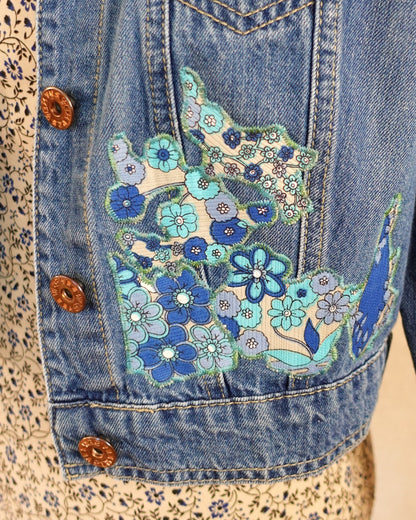 The Elsie - Cropped Blue Denim Jacket - Size 8-10