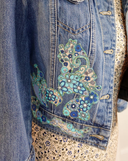 The Elsie - Cropped Blue Denim Jacket - Size 8-10